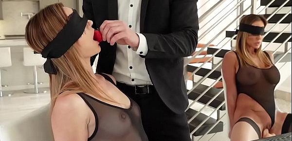  Hot mom Audrey Black and teen Ana Rose wants to be dominated as the escort pulls two dildos in his briefcase